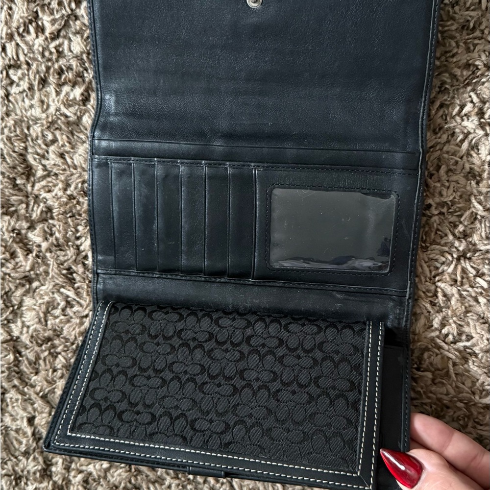 Black Patterned Wallet with Buckle - image 8